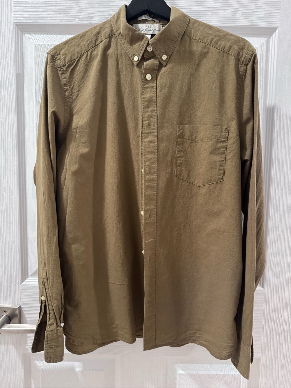 H&M Olive/Brown Long-Sleeve Button-Down Shirt
